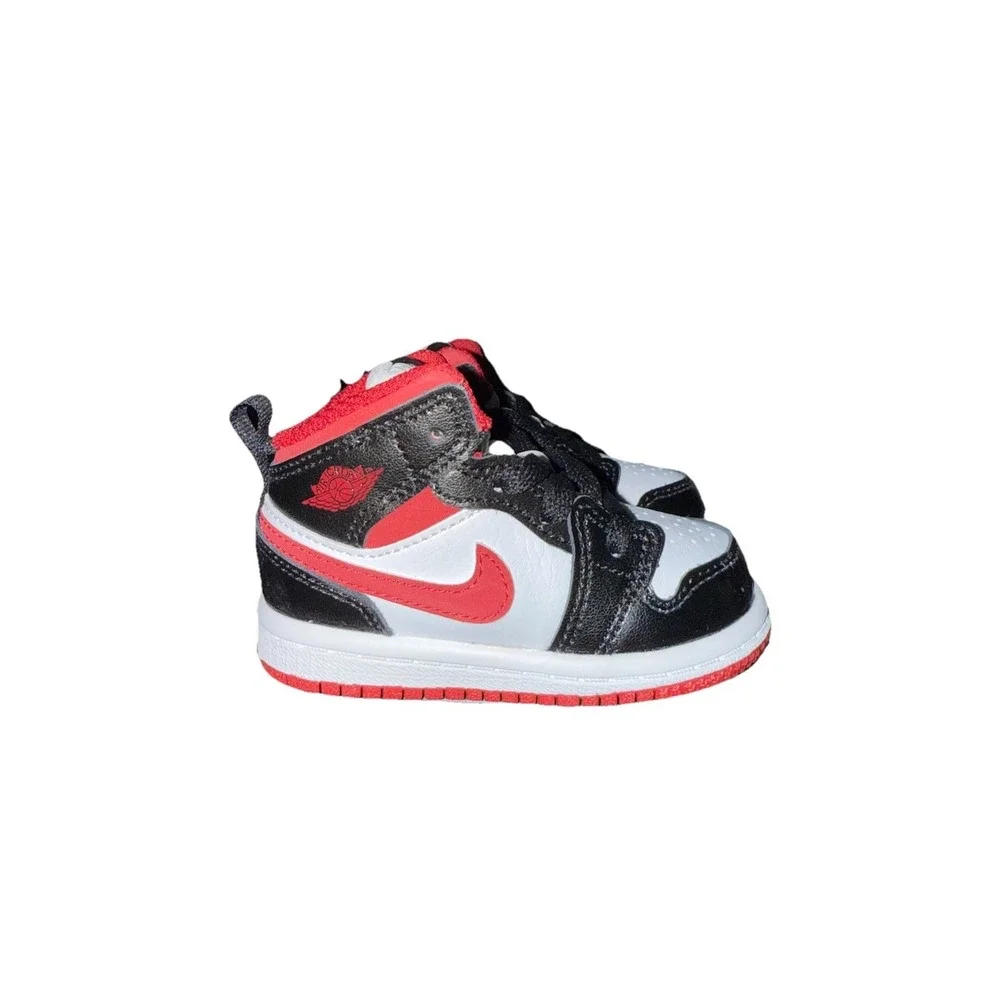 Nike Air Jordan 1 Mid TD White Gym Red Black | 640735-122 Size 4C